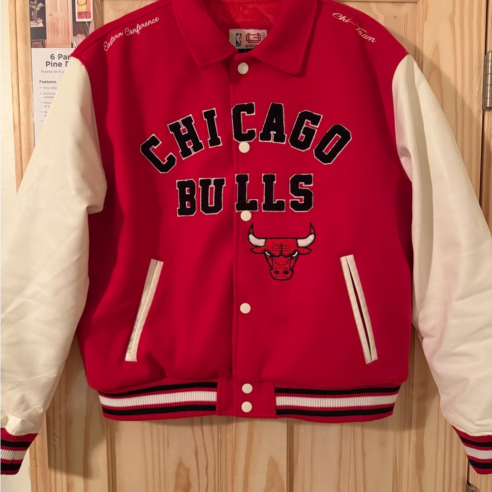 Chicago Bulls Red and White Varsity Jacket